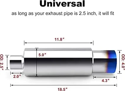 Evilenergy EVIL ENERGY Exhaust Muffler Stainless Steel Exhaust Tip Universal 15"/18.5" Length