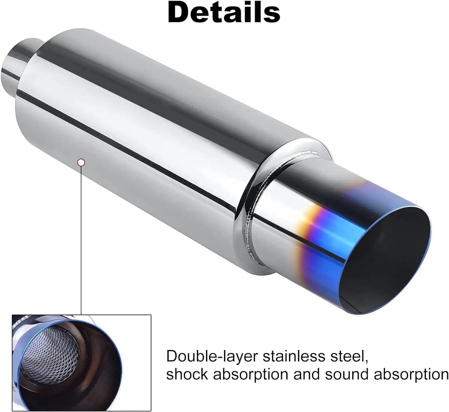Evilenergy EVIL ENERGY Universal Stainless Steel Burnt Exhaust Tips 15" Length Exhaust Muffler