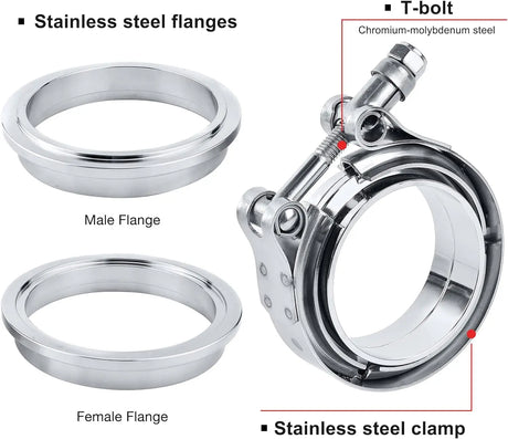 Evilenergy EVIL ENERGY V Band Clamp With Male Female Flange Stainless Steel