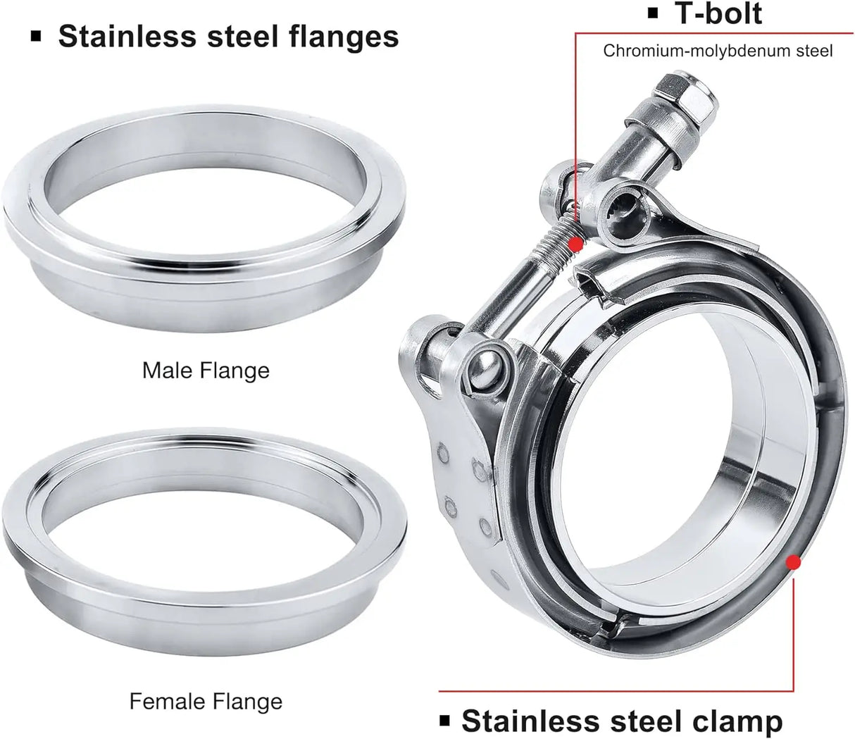 Evilenergy EVIL ENERGY V Band Clamp With Male Female Flange Stainless Steel