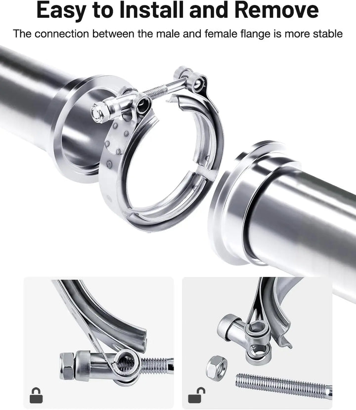 EVILENERGY EVIL ENERGY V Band Clamp with Flange Male Female Stainless Steel (1, 4.5")