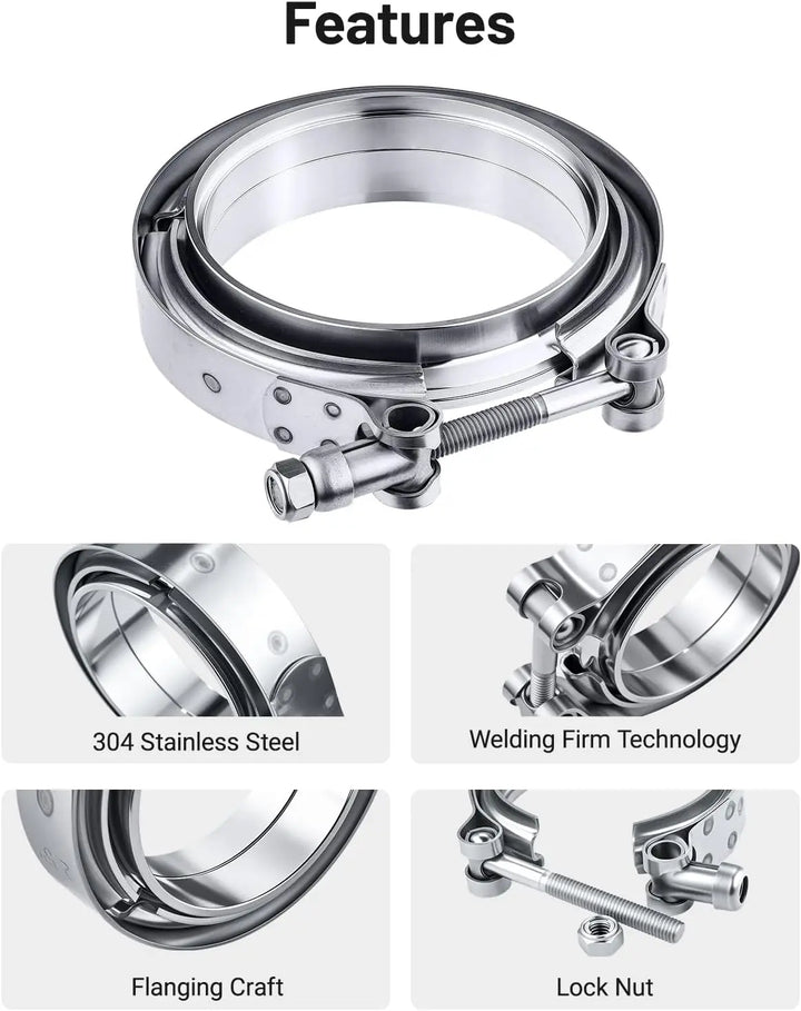 EVILENERGY EVIL ENERGY V Band Clamp with Flange Male Female Stainless Steel (1, 4.5")