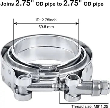 Evilenergy EVIL ENERGY V Band Clamp with Flange Male Female Stainless Steel（2/2.25/2.35/2.5/2.75/3/3.5/4inch）