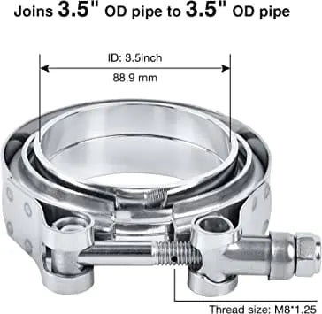 Evilenergy EVIL ENERGY V Band Clamp with Flange Male Female Stainless Steel（2/2.25/2.35/2.5/2.75/3/3.5/4inch）