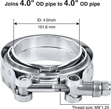 Evilenergy EVIL ENERGY V Band Clamp with Flange Male Female Stainless Steel（2/2.25/2.35/2.5/2.75/3/3.5/4inch）