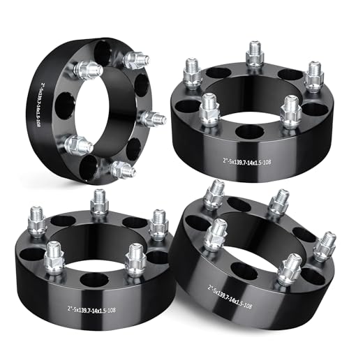 EVIL ENERGY 5x5.5 Wheel Spacers 2 inch Compatible for Ram 1500 2012-2018, 5x139.7 mm 5 Lugs 108 mm Hub Bore M14x1.5 Studs Black,