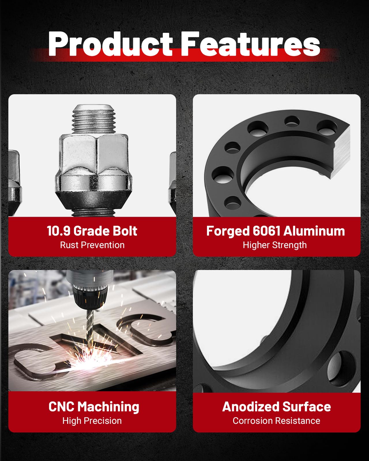 EVIL ENERGY 5x5.5 Wheel Spacers 2 inch Compatible for Ram 1500 2012-2018, 5x139.7 mm 5 Lugs 108 mm Hub Bore M14x1.5 Studs Black, - EVILENERGY