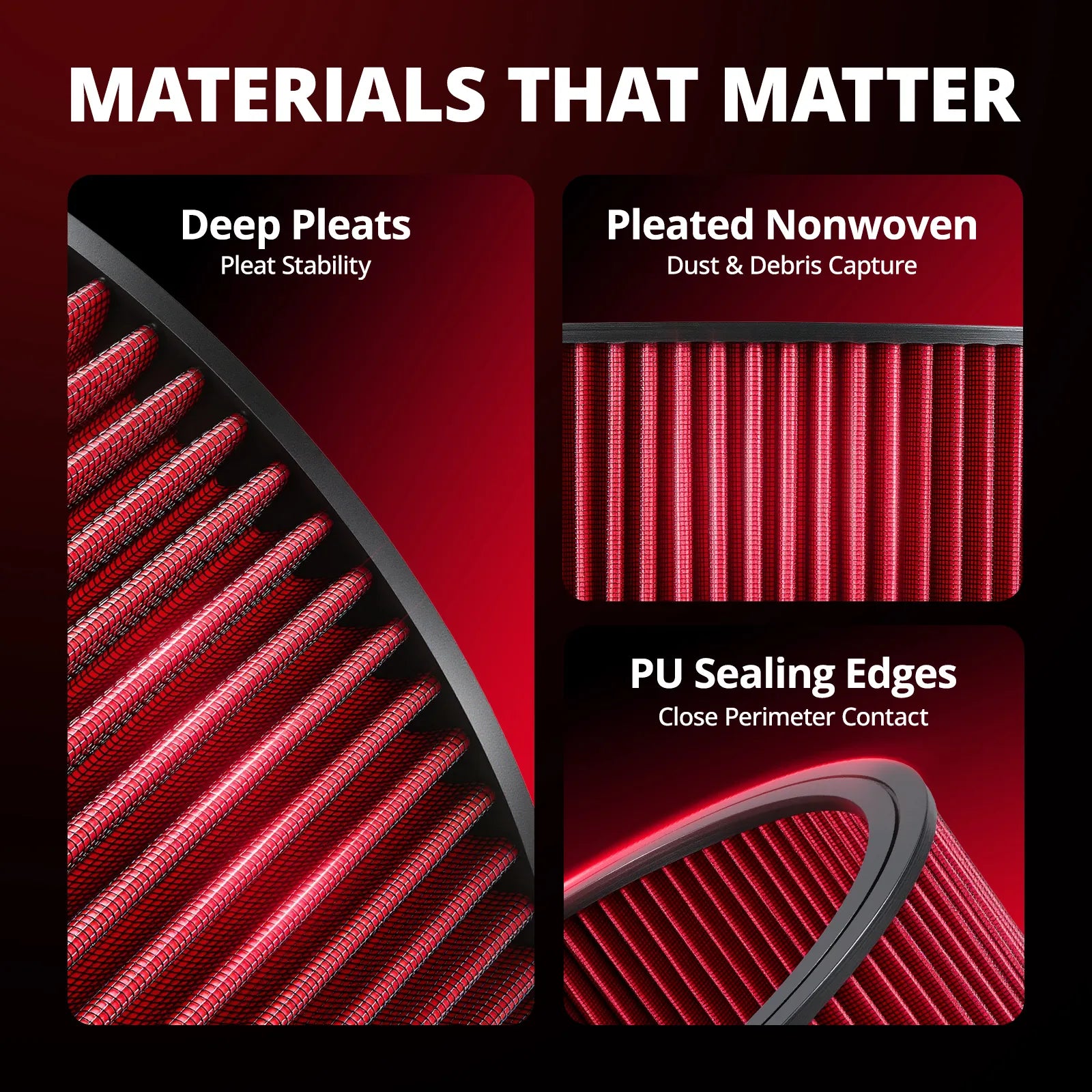 EVIL ENERGY 14" Round Air Cleaner Filter Element, Washable Red, 2IN / 3IN / 4IN / 5IN Height Options
