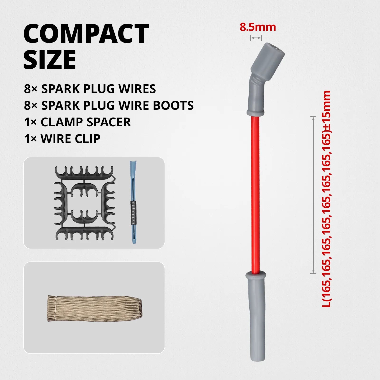 EVIL ENERGY 8.5mm Spark Plug Wire Set Compatible with 1999-2013 GM Truck & SUV LS Engines, 4.8L 5.3L 6.0L 8.1L V8, 45 Degree Spark Plug Boots