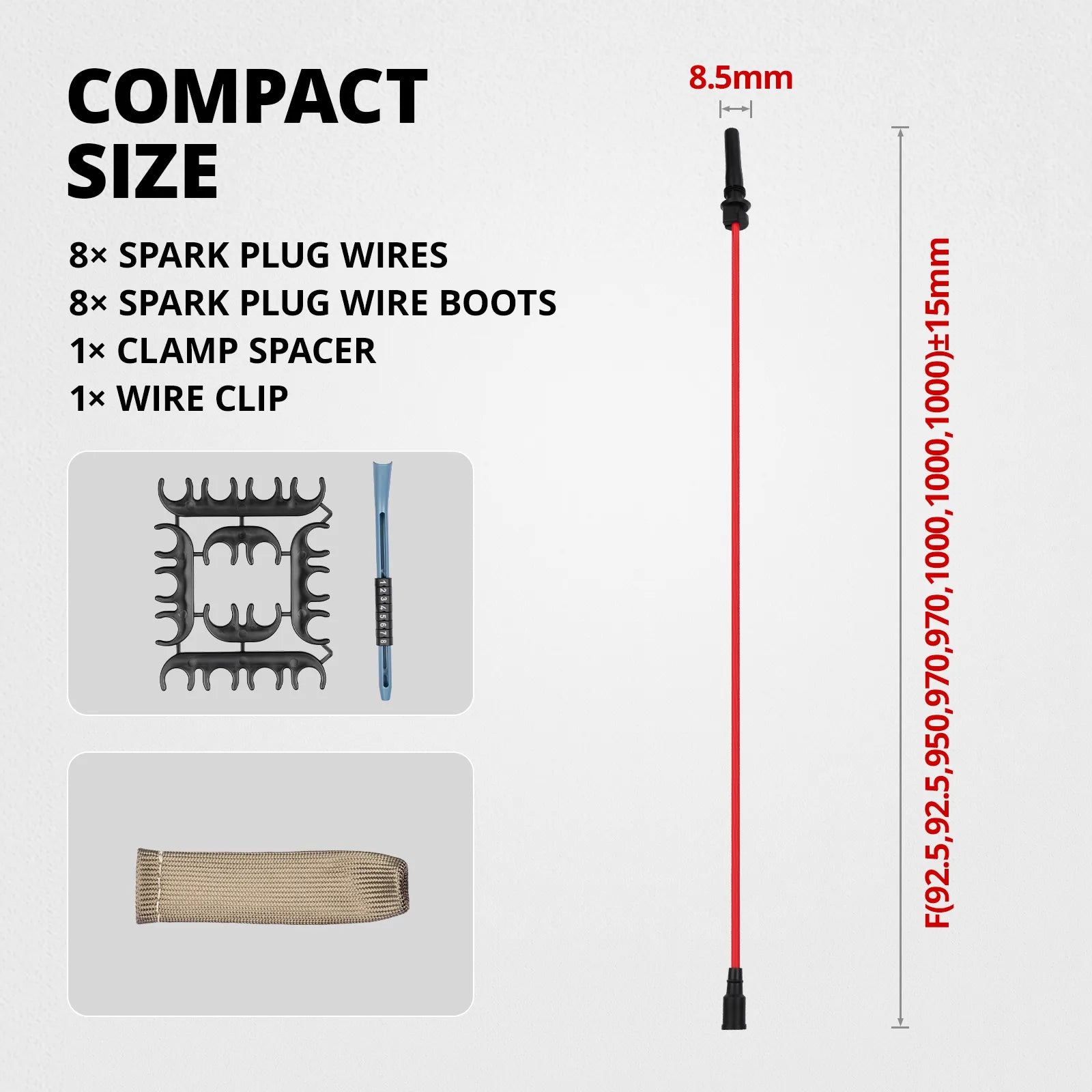 EVIL ENERGY 8.5mm Spark Plug Wire Set Compatible with 2003-2006 Dodge Ram 1500 5.7L HEMI V8, 90 Degree DD Plug Boots