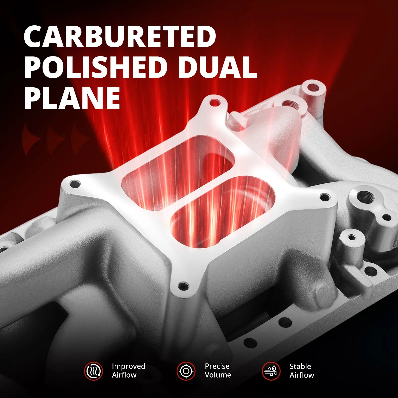 EVIL ENERGY Ford Small Block Polished Dual Plane Air Gap Intake Manifold