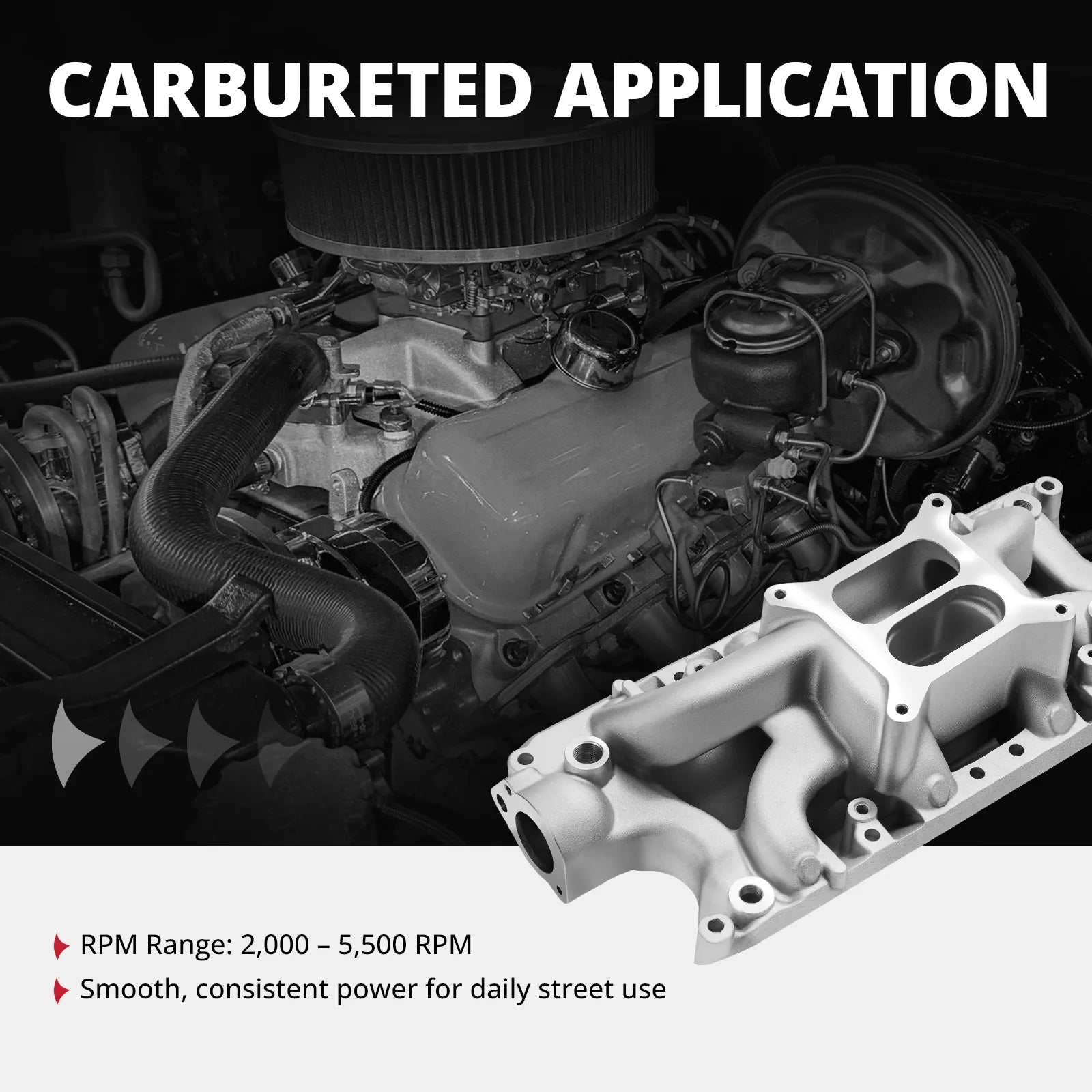 EVIL ENERGY Ford Small Block Polished Dual Plane Air Gap Intake Manifold