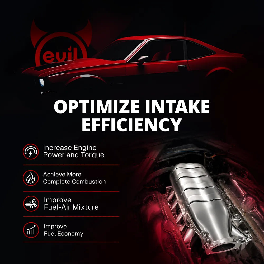 EVIL ENERGY intake manifold upgrade designed to optimize intake efficiency, increase engine power and torque, achieve more complete combustion, improve fuel-air mixture, and improve fuel economy.