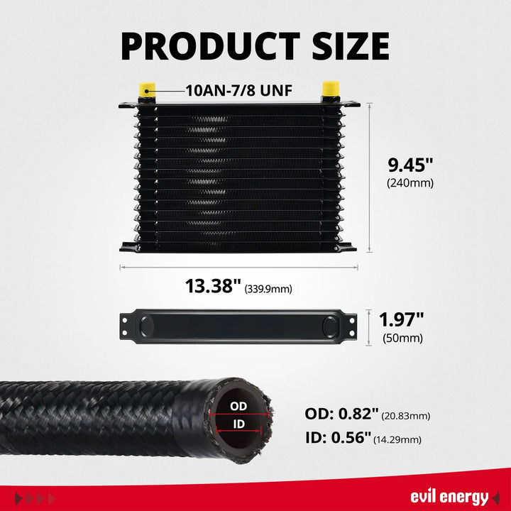 Evilenergy 10AN Transmission Engine Cooler Universal Aluminium[15 Row]