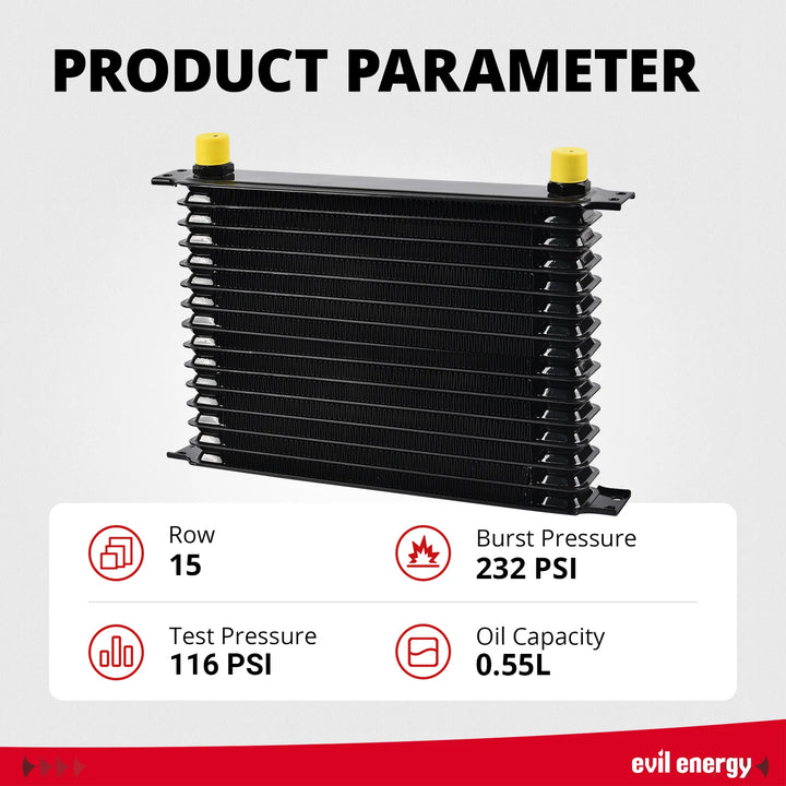 Evilenergy 10AN Transmission Engine Cooler Universal Aluminium[15 Row]
