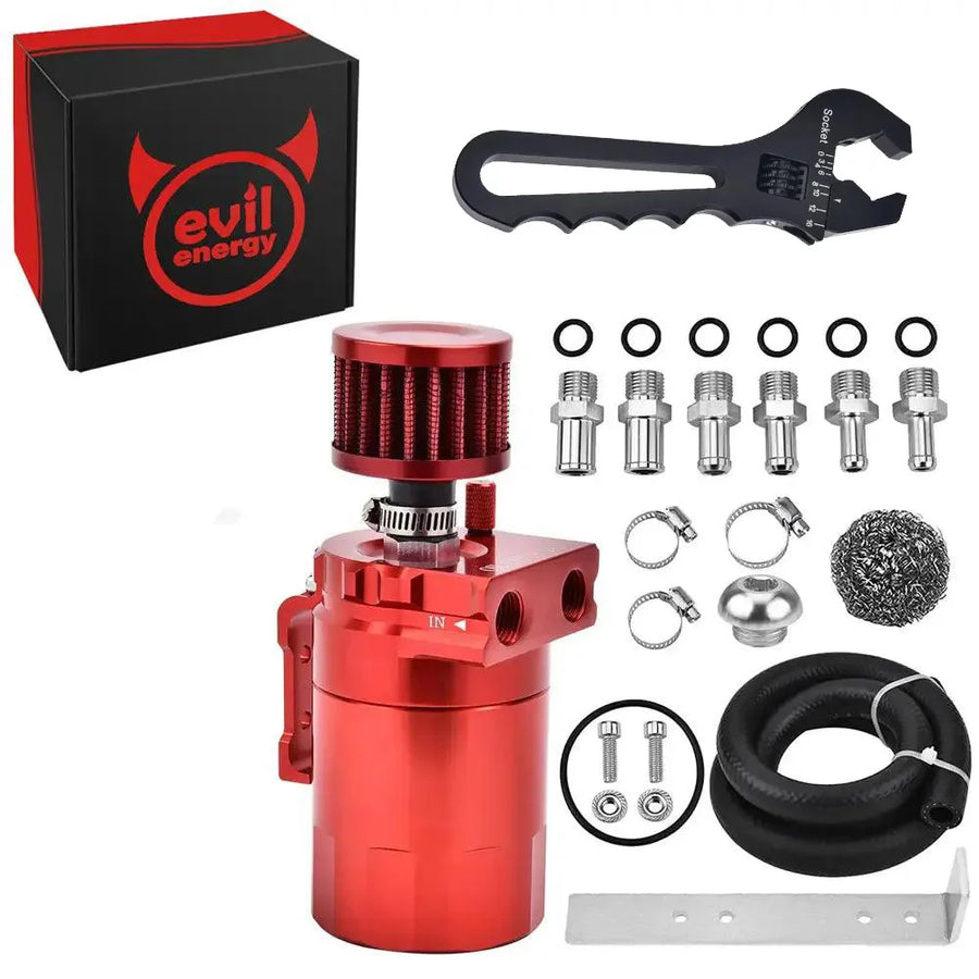 EVIL ENERGY Baffled Oil Catch Can with 300ml Universal Breather Filter ...