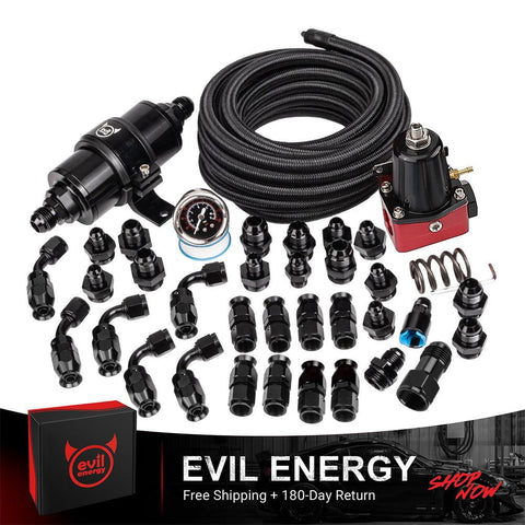 EVIL ENERGY PTFE LS Swap Fuel Kit | Fuel Filter 10 Micron With Fuel Pressure Regulator 20-140PSI | 6AN 20FT Fuel Line