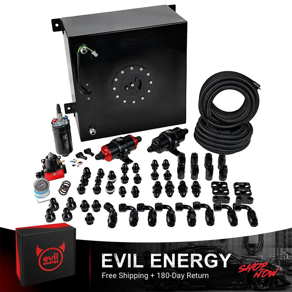 [CPE Fuel Hose Fit] EVIL ENERGY 10-gallon fuel cell kit with aluminum fuel tank, fuel hoses, AN fittings, fuel filter, pressure gauge, and complete installation accessories, free shipping and 180-day return
