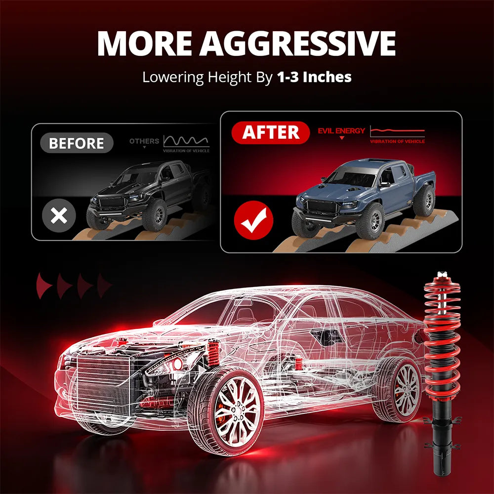 EVIL ENERGY 1998-2007 VW Golf MK4 /1998-2010 VW Beetle/1999-2006 Seat Leon/1999-2005 VW Jetta MK4 Coilover Shock Absorbers 4PCS
