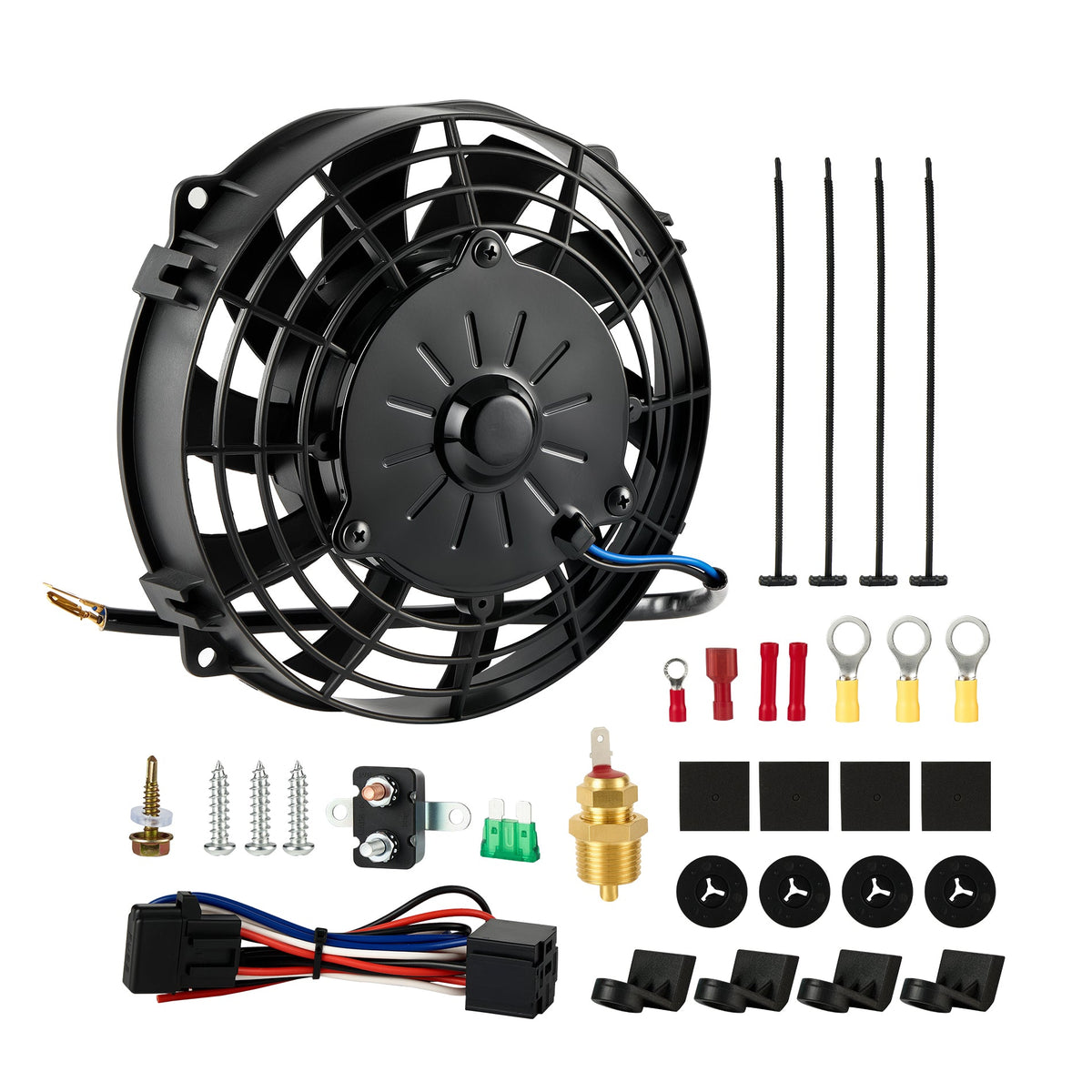 Evil Energy 8 Inch Electric Radiator Cooling Fan 12V 80W 10 Blades Mount Kit High-Performance Cooling Upgrade