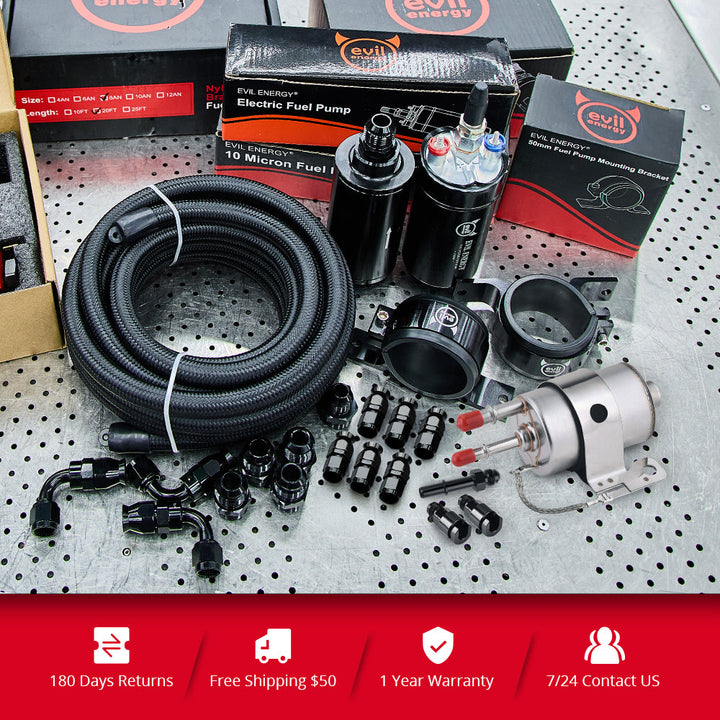 Evil Energy All-in-One LS Fuel Upgrade Kit: Electric Pump, Filter Regulator, PTFE Line & Matching Plug Adapters - EVILENERGY
