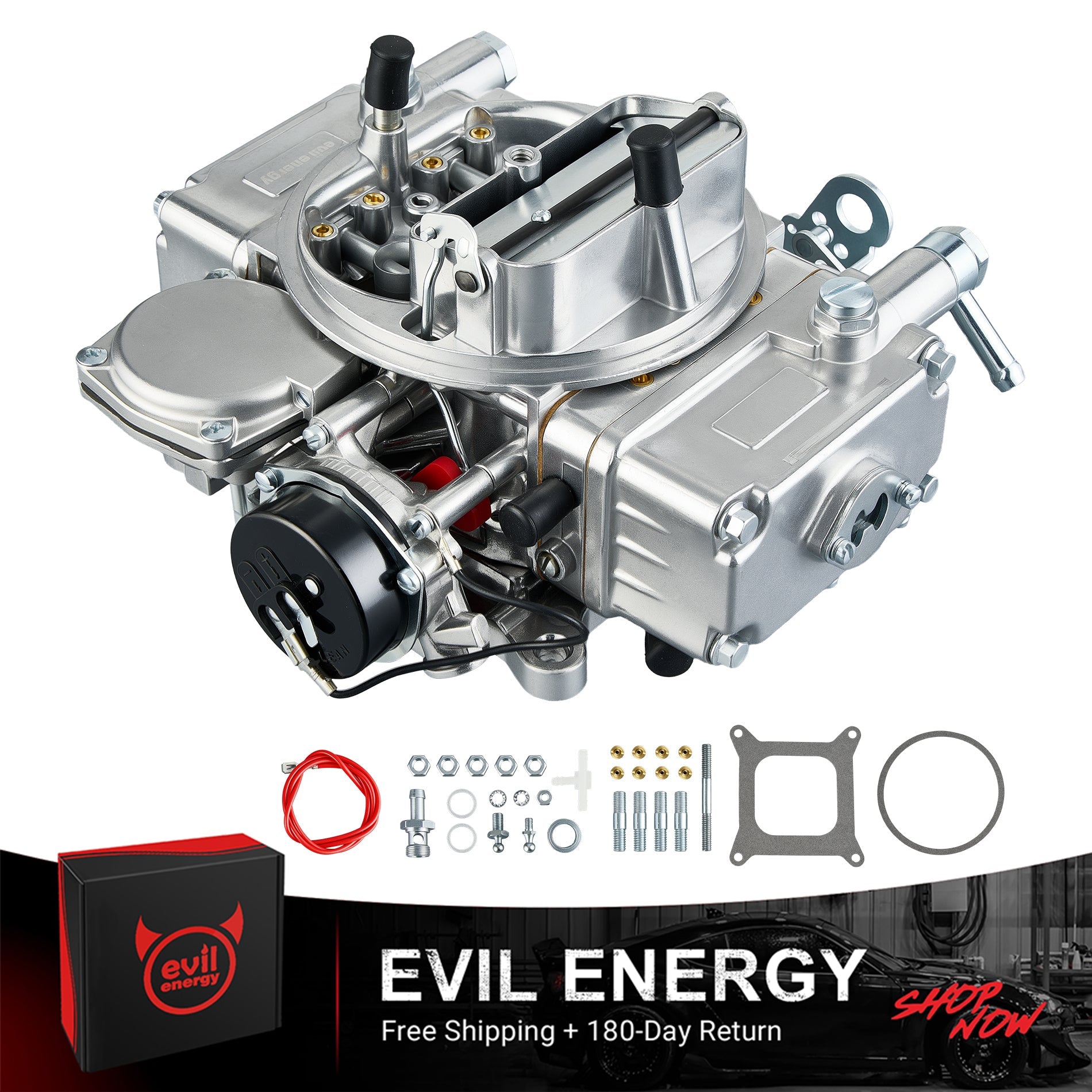 Evil Energy 600 CFM 4-Barrel Carburetor with full accessories, free shipping, 180-day return