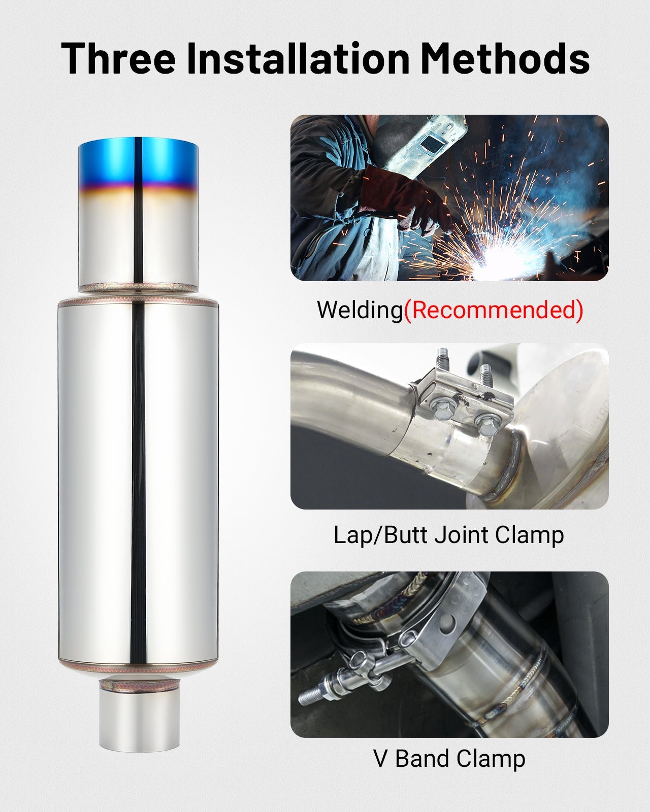 EVIL ENERGY Straight-Cut Exhaust Muffler Tip – Blue 14.6inch/18.5inch Length, OEM Style Upgrade