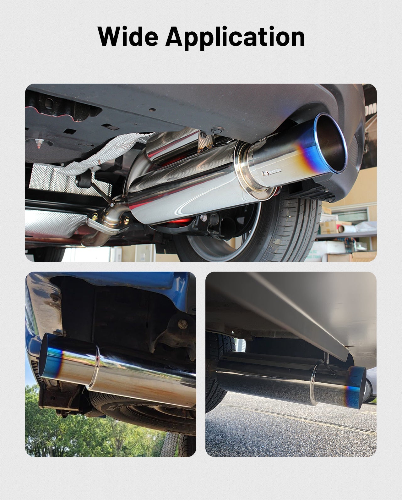 EVIL ENERGY Straight-Cut Exhaust Muffler Tip – Blue 14.6inch/18.5inch Length, OEM Style Upgrade