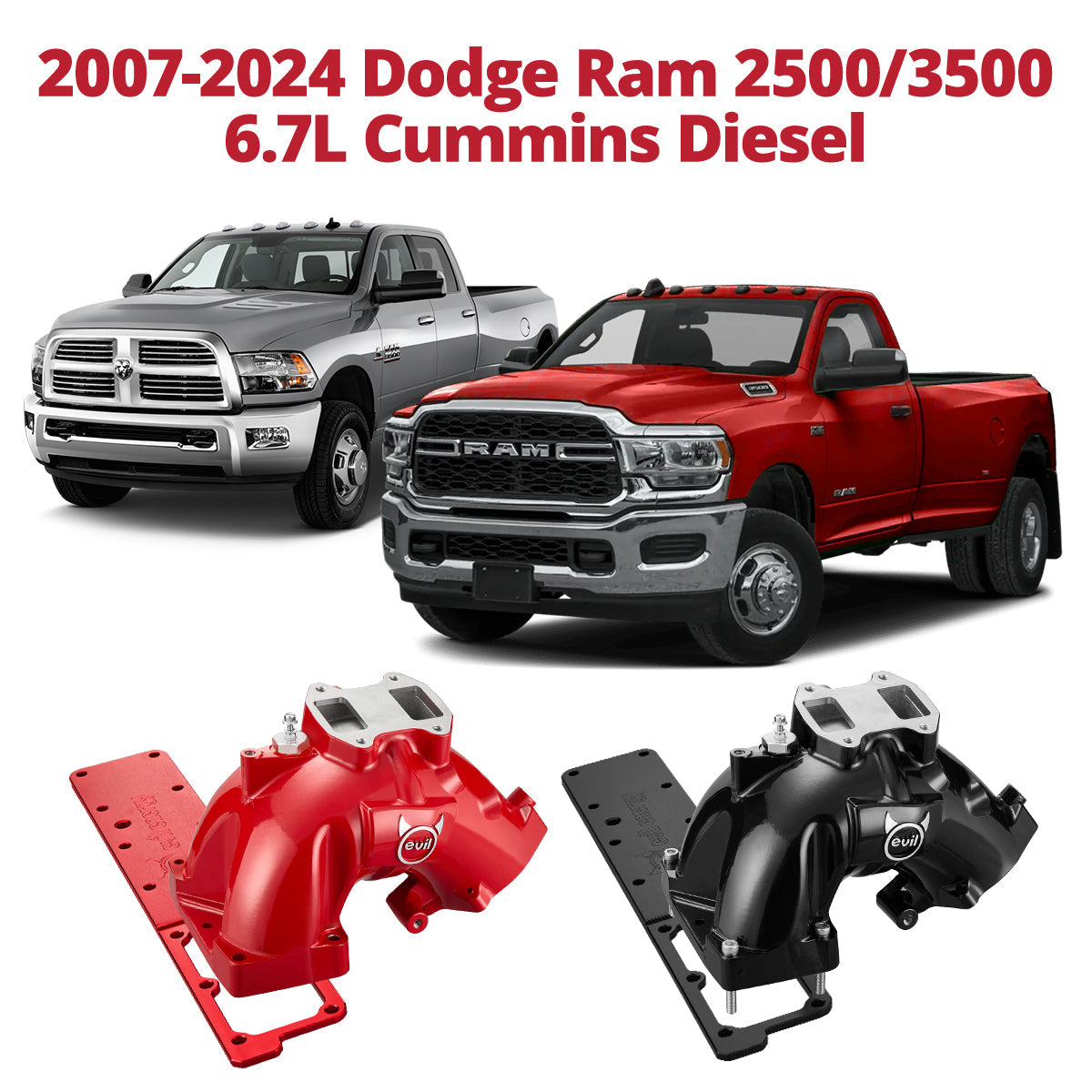 EvilEnergy Intake Manifold & Grid Heater Delete Plate for 2007–2024 Dodge Ram 2500/3500 6.7L Cummins