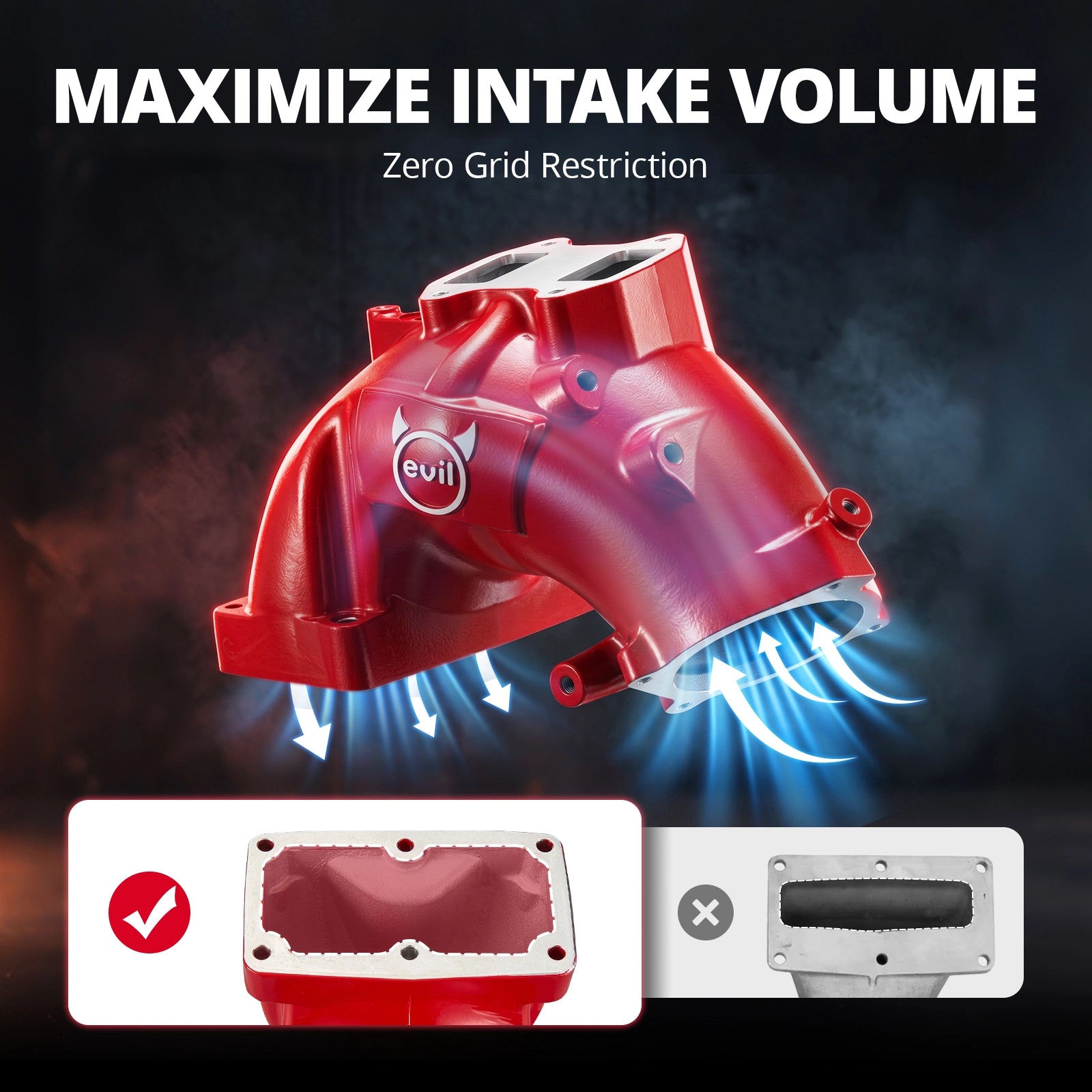 EvilEnergy Intake Manifold & Grid Heater Delete Plate for 2007–2024 Dodge Ram 2500/3500 6.7L Cummins - EVILENERGY[Red]