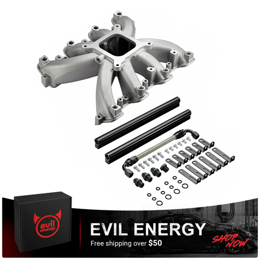 Evil Energy LS EFI System - Master Kit | Intake Manifold & Fuel Rail for GM LS1/LS2/LS6 | Inline Fuel Pump | Fuel Filter | PTFE Fuel Hose - EVILENERGY