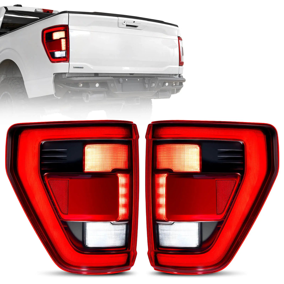 EVIL ENERGY Fit For 2021-2023 Ford F150 LED Tail Light Assembly w/Blind Spot, Left Driver Side/Right Passenger Side Taillight Rear Brake Lamp (Module NOT Included) - EVILENERGY