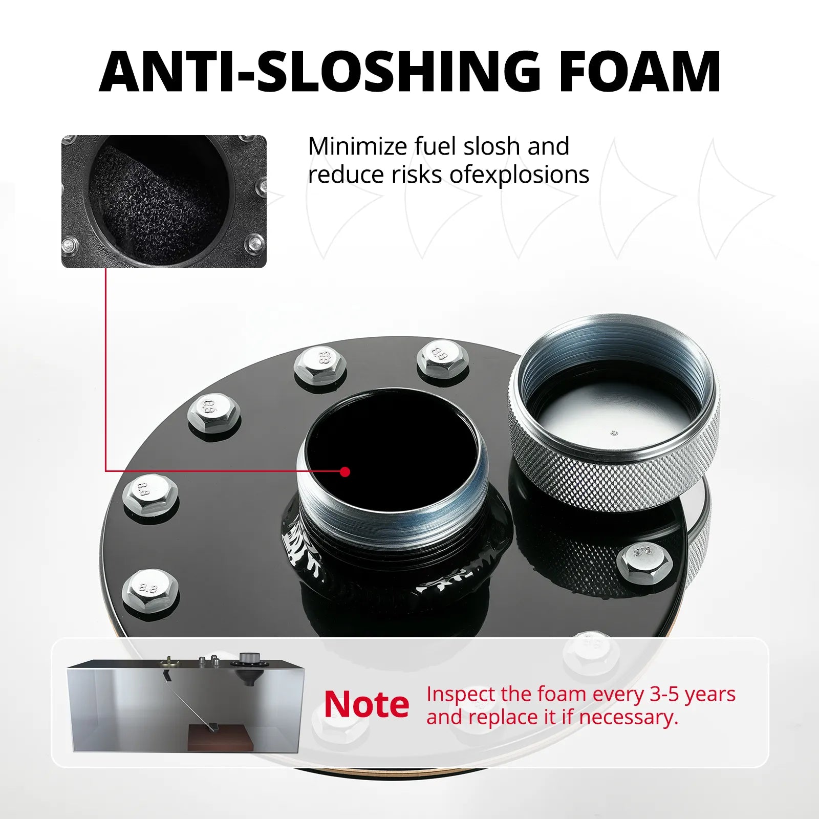 Anti-sloshing foam inside EVIL ENERGY fuel cell – Foam insert to minimize fuel movement and explosion risks in EVIL ENERGY fuel cell.[15 Gallon,Silver]