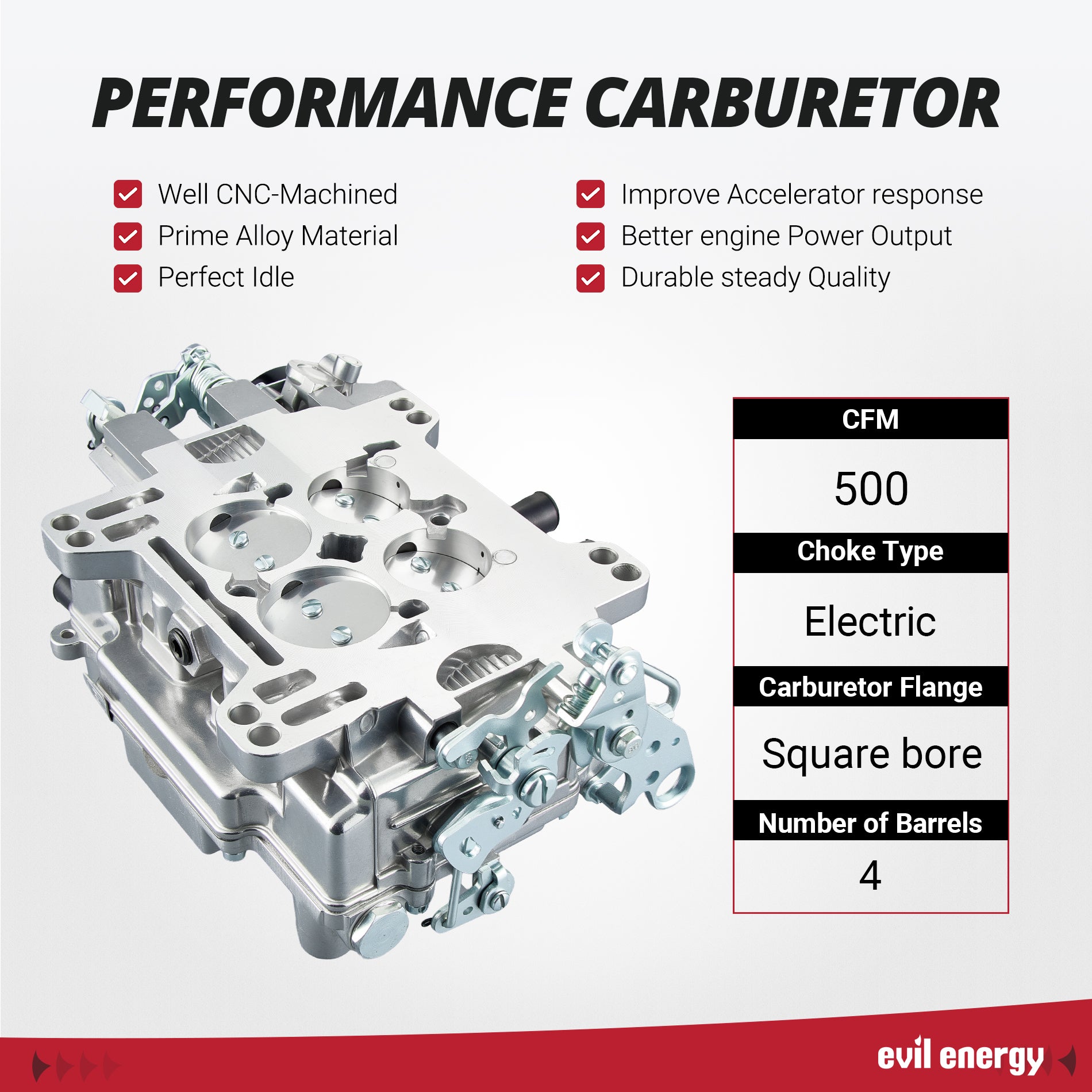 EVIL ENERGY 500 CFM 4-barrel Carburetor Electric Choke