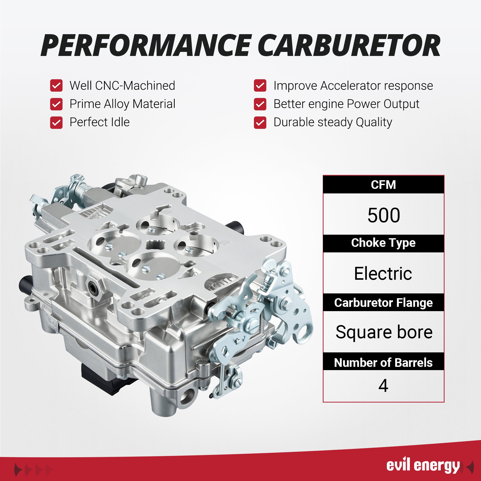 EVIL ENERGY 500 CFM 4-barrel Carburetor Electric Choke