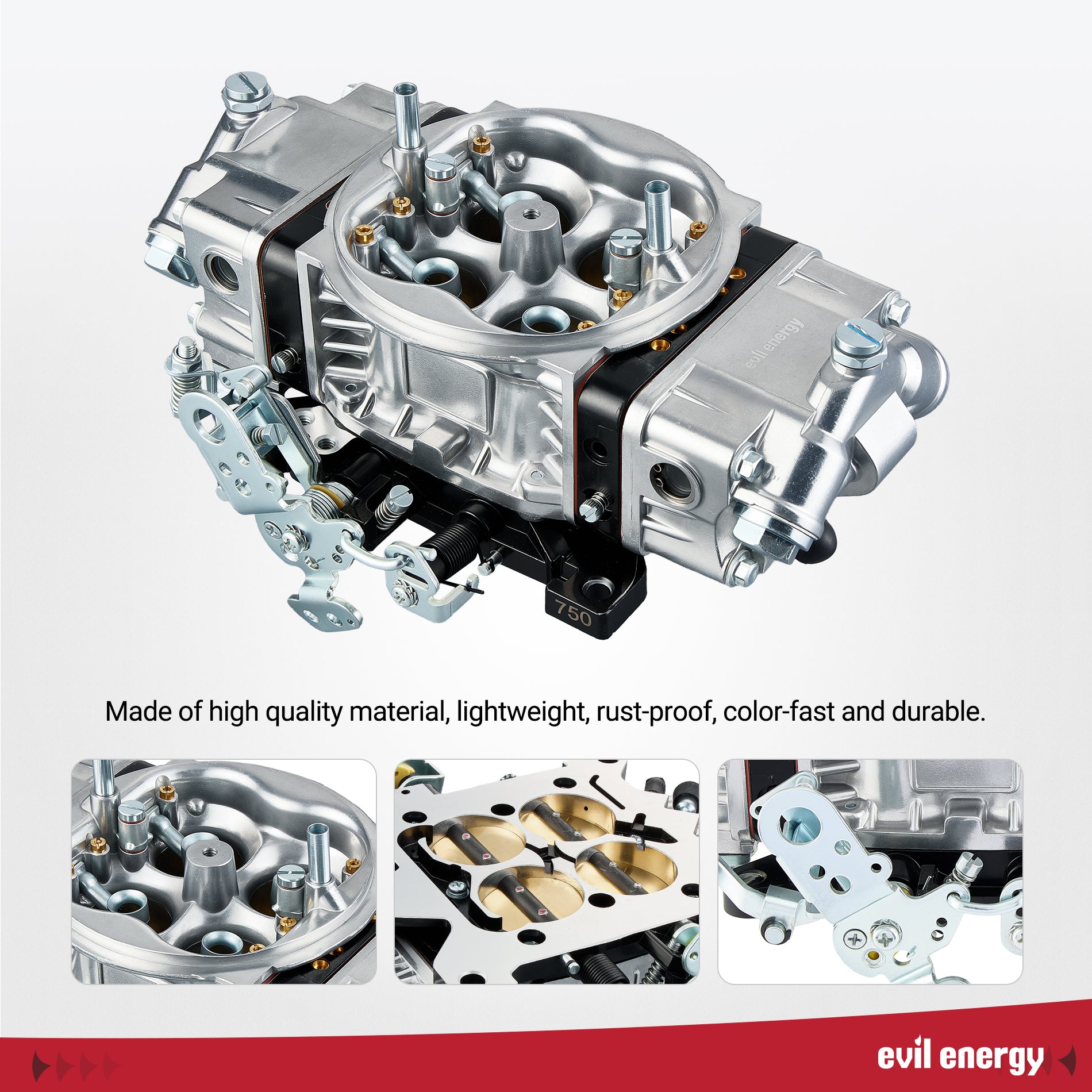 EVIL ENERGY 750 CFM 4 barrel Carburetor quality, lightweight, rust - proof