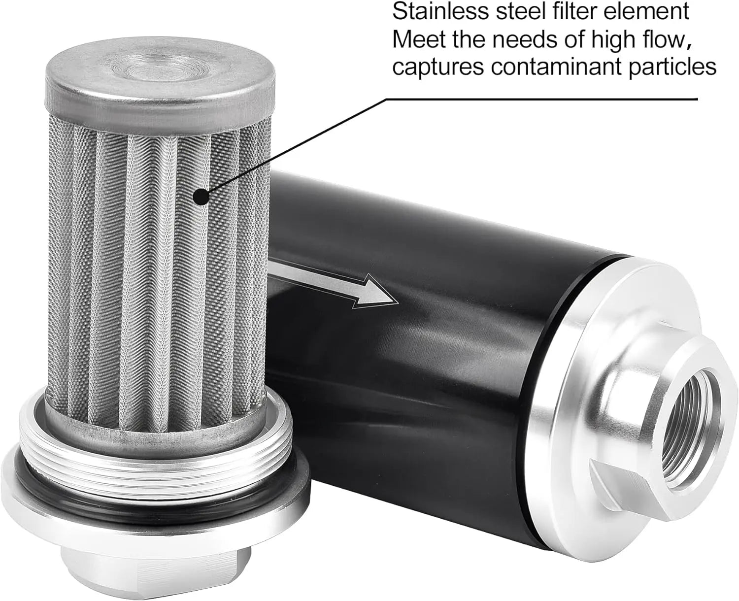 EVIL ENERGY 30 Micron Inline Fuel Filter with 6AN 8AN 10AN Adapter&Bracket Clamp 60MM Universal