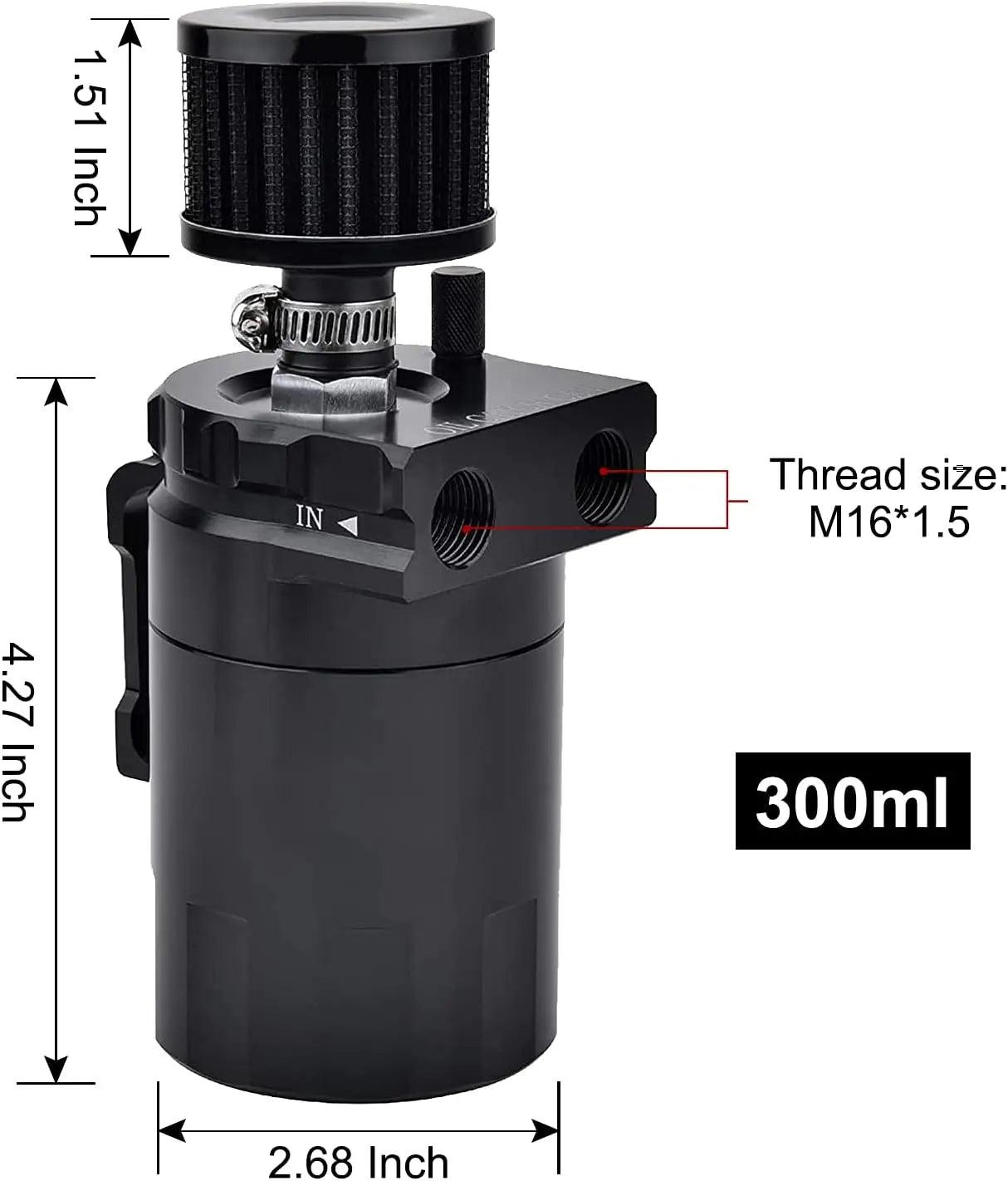 Evilenergy EVIL ENERGY Baffled Oil Catch Can Oil Separator Catch Can with Breather Filter 300ml Universal