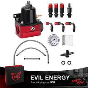 EVIL ENERGY Fuel Pressure Regulator 6AN EFI Bypass Return Adjustable 20-140psi Black&Red