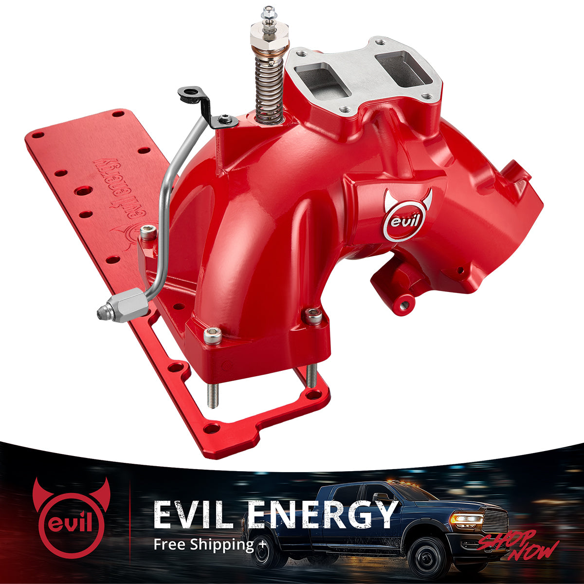 EvilEnergy Intake Manifold & Grid Heater Delete Plate for 2007–2024 Dodge Ram 2500/3500 6.7L Cummins - EVILENERGY[Red]