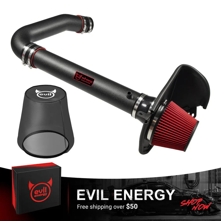 EVIL ENERGY Cold Air Intake Kit – Free Shipping Over $50, Includes Black Tube, Red Filter & Heat Shield