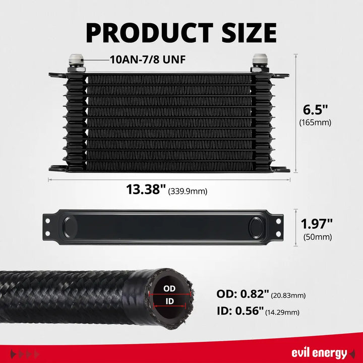 Evilenergy 10AN Transmission Engine Cooler Universal Aluminium[10 Row]