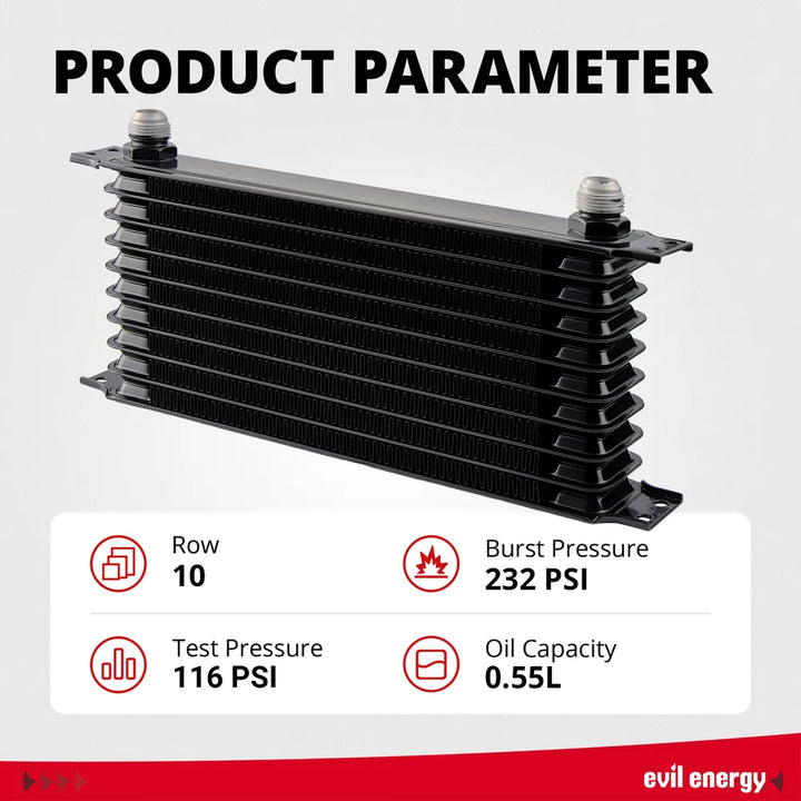 Evilenergy 10AN Transmission Engine Cooler Universal Aluminium[10 Row]