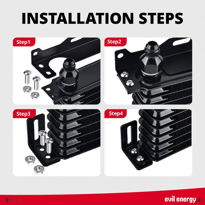 EVIL ENERGY Universal 10AN Transmission & Engine Oil Cooler Kit with Mounting Bracket - EVILENERGY