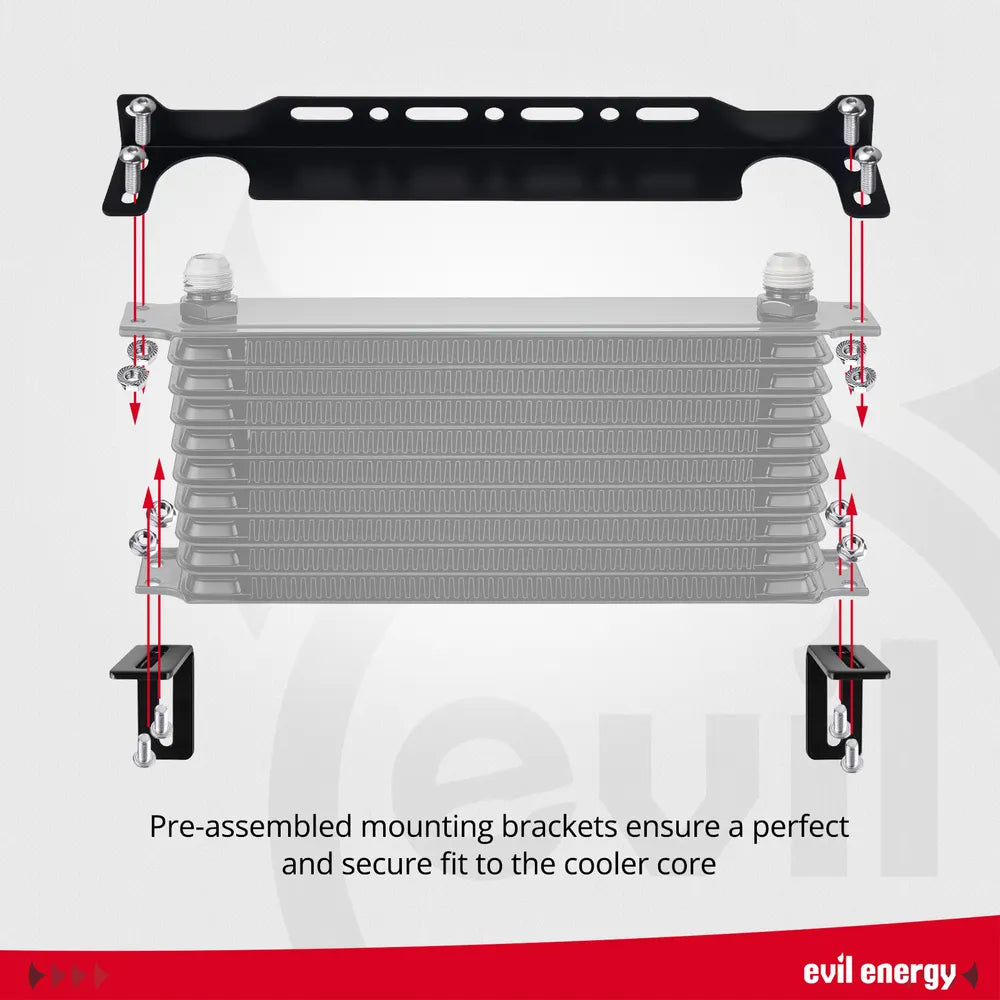 EVIL ENERGY Universal 10AN Transmission & Engine Oil Cooler Kit with Mounting Bracket - EVILENERGY