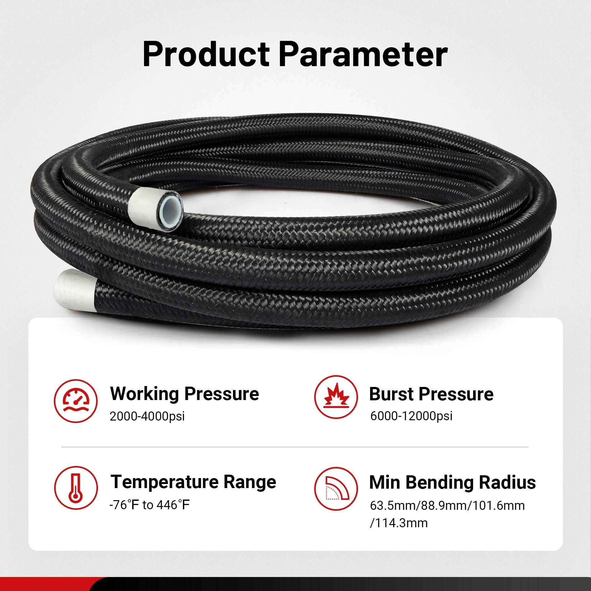 EVIL ENERGY PTFE Fuel Line Fitting Kit 4/6/8/10AN Nylon Braided Fuel Hose 10-25FT Optional