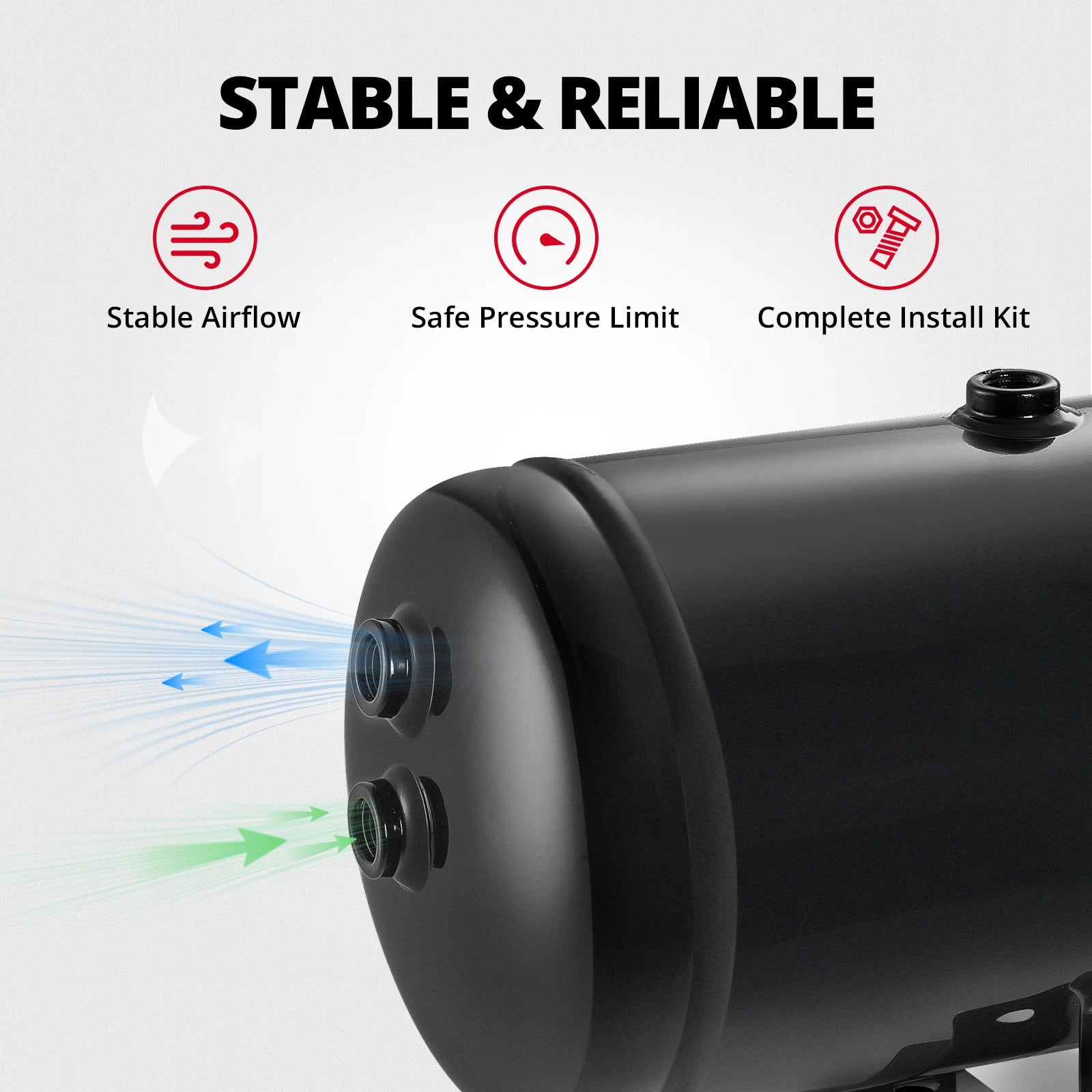 EVIL ENERGY 12V Air Tank and Compressor Kit 1/1.5/2 Gallon for Air Horn Pneumatic and Suspension Systemses, Train Horn, DIY Pneumatic Tools