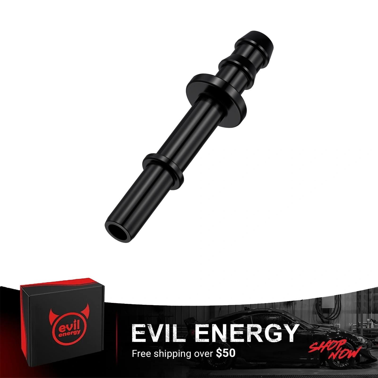 EVIL ENERGY Barb Hose to SAE Quick Disconnect Male Fuel Fitting Adapter Aluminum Black