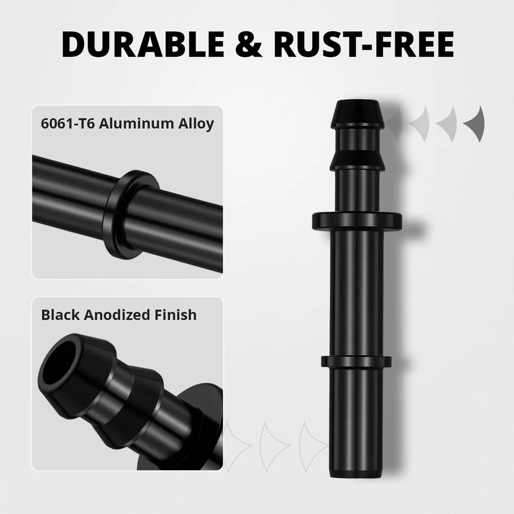 EVIL ENERGY Barb Hose to SAE Quick Disconnect Male Fuel Fitting Adapter Aluminum Black