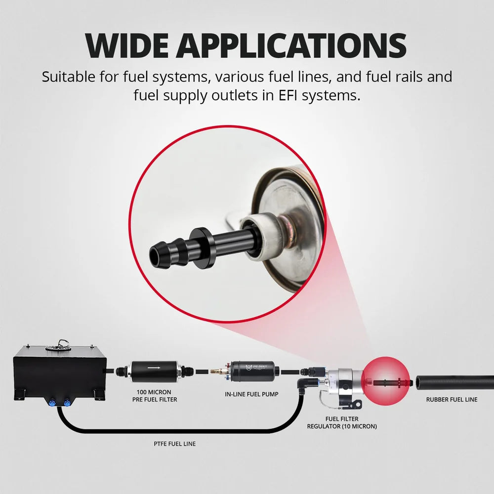 EVIL ENERGY Barb Hose to SAE Quick Disconnect Male Fuel Fitting Adapter Aluminum Black